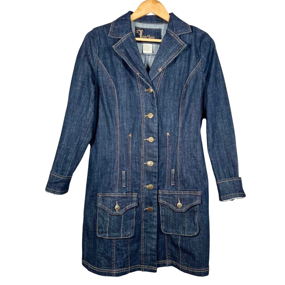 Lou Lou Premium Denim Long Button Up Jacket Large 17x35